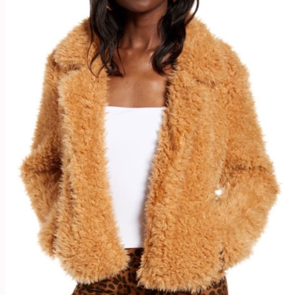 Blank NYC Soft Shearling Coat in Sahara
